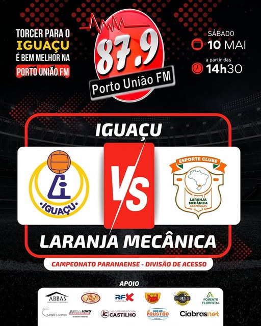 Neste Sábado dia 10, tem Jogo do Iguaçu! no campo do seu Rádio!!! Sintonize 87.9 FM