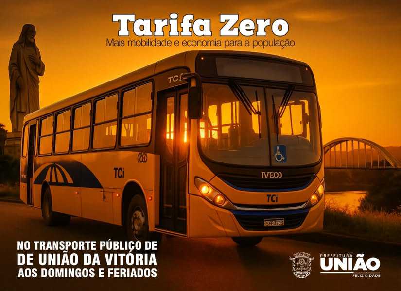 União da Vitória lança tarifa zero no transporte público aos domingos e feriados