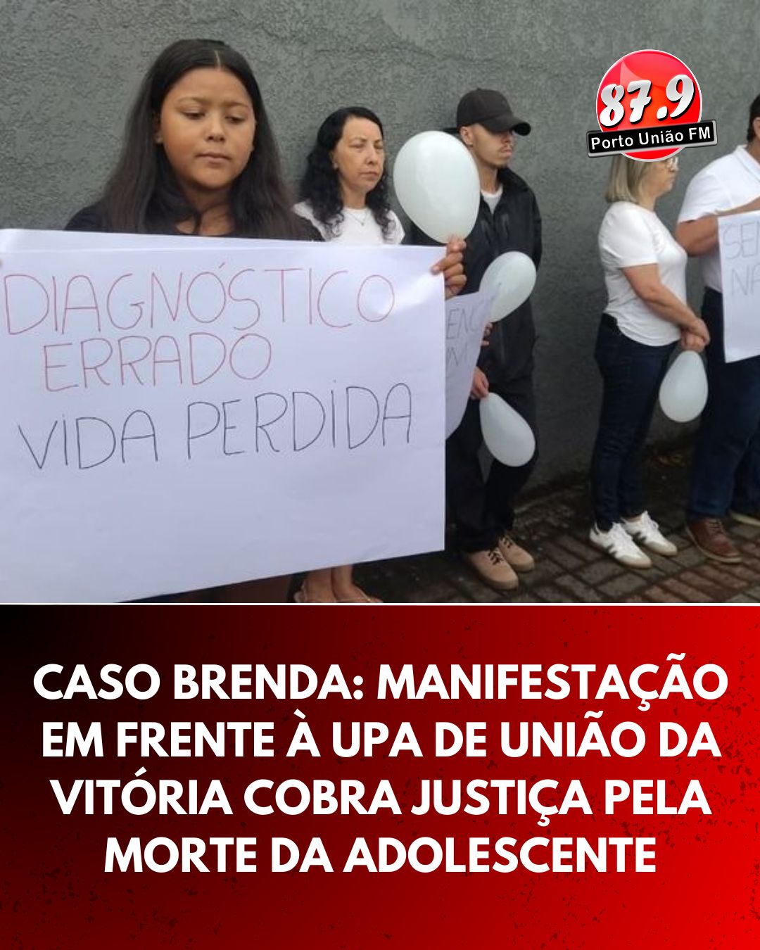 Manifestação em frente à UPA de União da Vitória cobra justiça pela morte da adolescente Brenda Rodrigues
