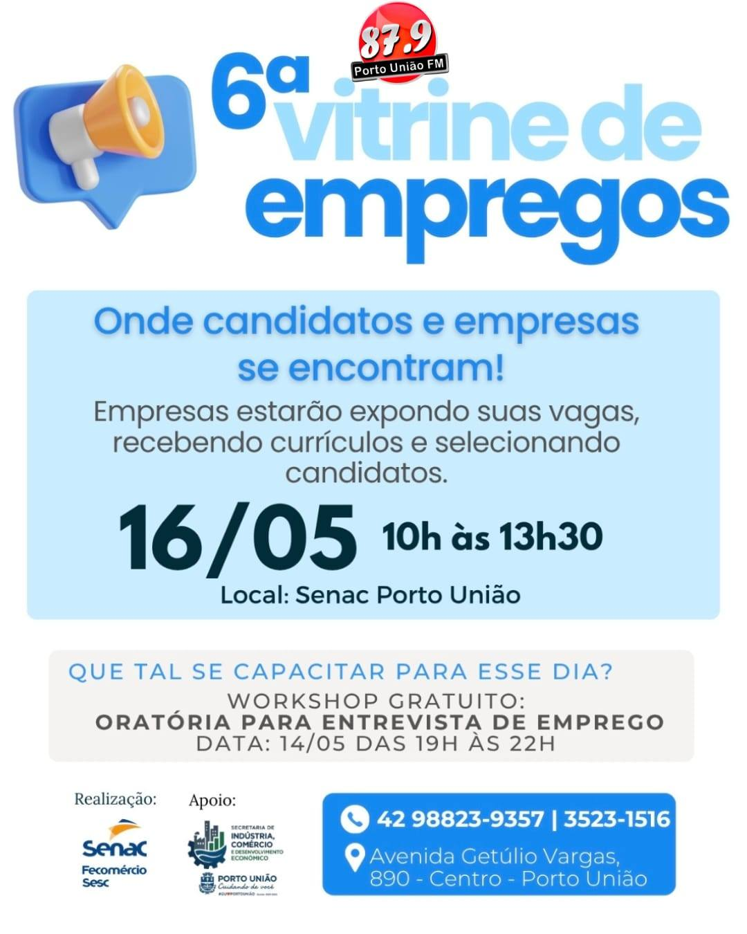 Senac Porto União promove 6ª edição da Vitrine de Empregos